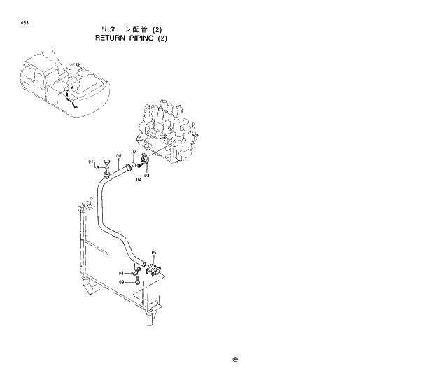 Схема запчастей Hitachi EX210LCH-5 - 053 RETURN PIPINGS (2) 01 UPPERSTRUCTURE