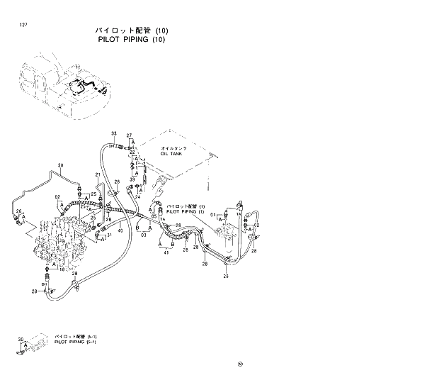 Схема запчастей Hitachi EX210H-5 - 127 PILOT PIPINGS (10) 01 UPPERSTRUCTURE