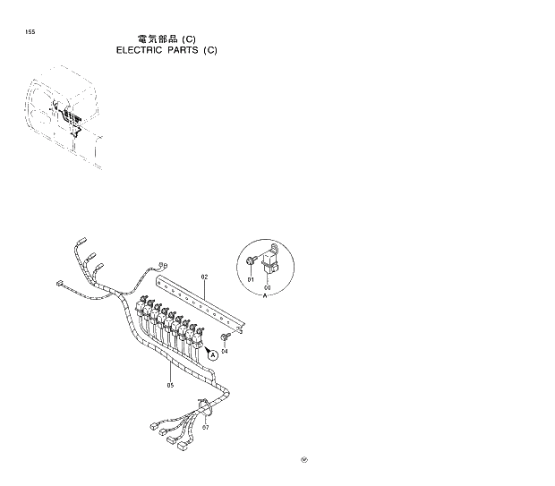 Схема запчастей Hitachi EX200LC-5 - 155 ELECTRIC PARTS (C) 01 UPPERSTRUCTURE