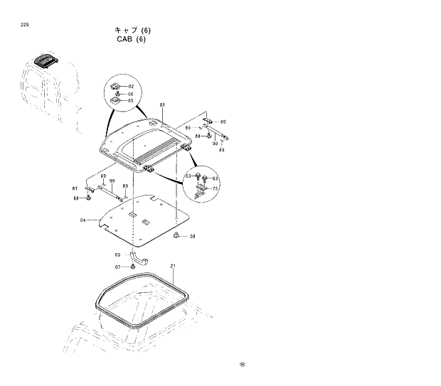 Схема запчастей Hitachi EX200-5 - 225 CAB (6) 01 UPPERSTRUCTURE