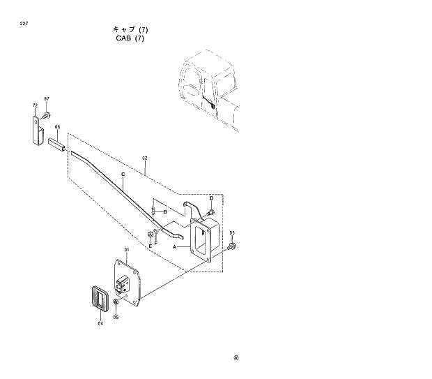Схема запчастей Hitachi EX200-5 - 227 CAB (7) 01 UPPERSTRUCTURE
