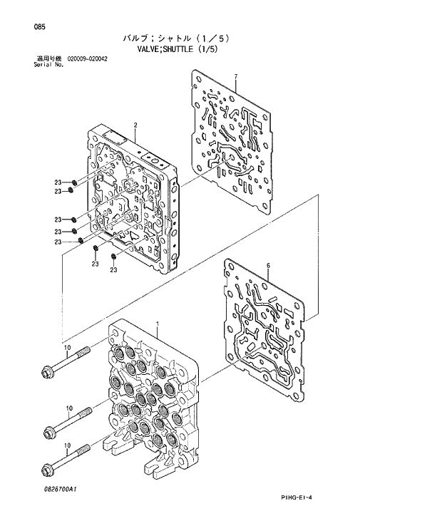 Схема запчастей Hitachi ZX270LC - 085 VALVE;SHUTTLE (1;5). VALVE