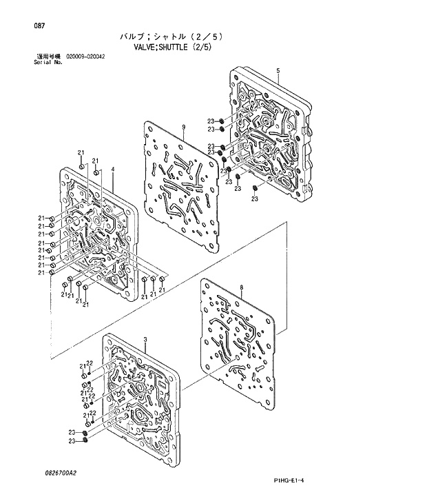 Схема запчастей Hitachi ZX280LCN - 087 VALVE;SHUTTLE (2;5). VALVE