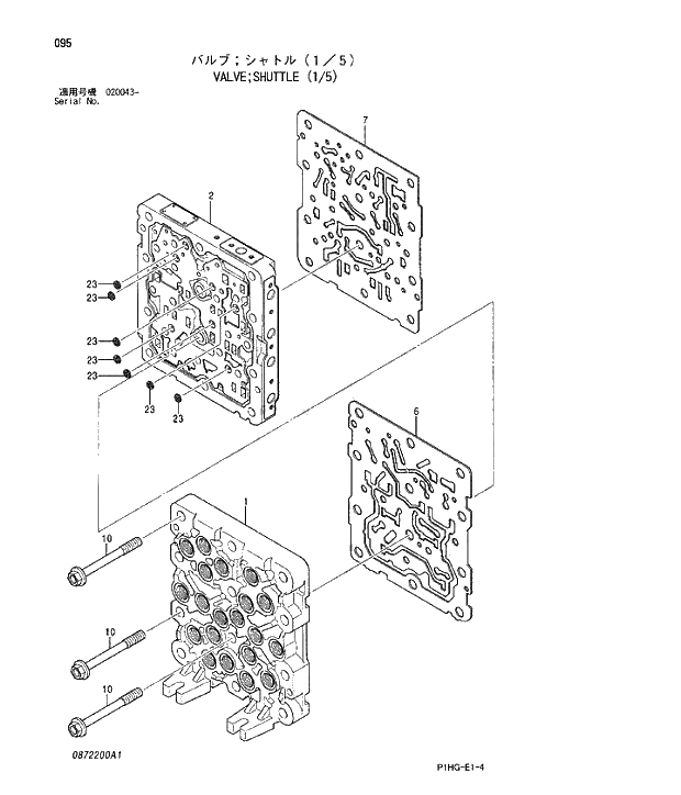 Схема запчастей Hitachi ZX280LCN - 095 VALVE;SHUTTLE (1;5). VALVE