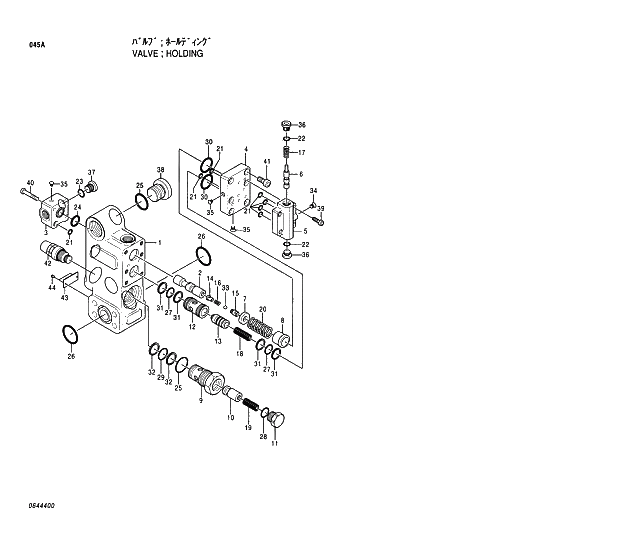 Схема запчастей Hitachi EX230LC-5 - 045 HOLDING VALVE 02 VALVE