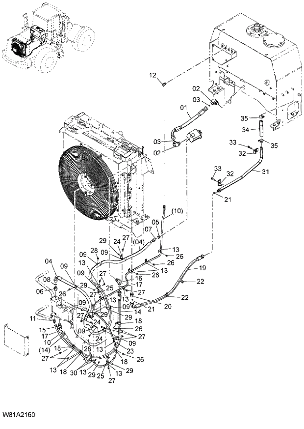 Схема запчастей Hitachi ZW250 - 006_COOLING PIPING(1) 6CH,H3H,HCH,HEH,HSH (000101-000208, 005101-005166). 01 ENGINE