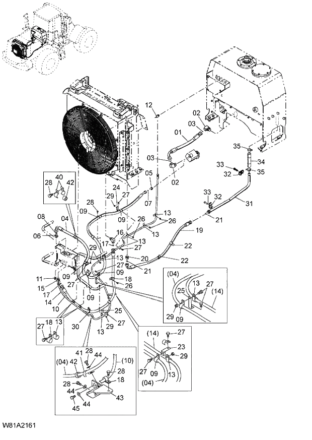 Схема запчастей Hitachi ZW250 - 007_COOLING PIPING(1) (000209-004999, 005167-). 01 ENGINE