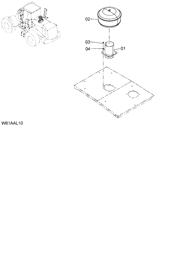 Схема запчастей Hitachi ZW250 - 023_PRE-CLEANER(APL002) (000101-004999, 005101-). 01 ENGINE