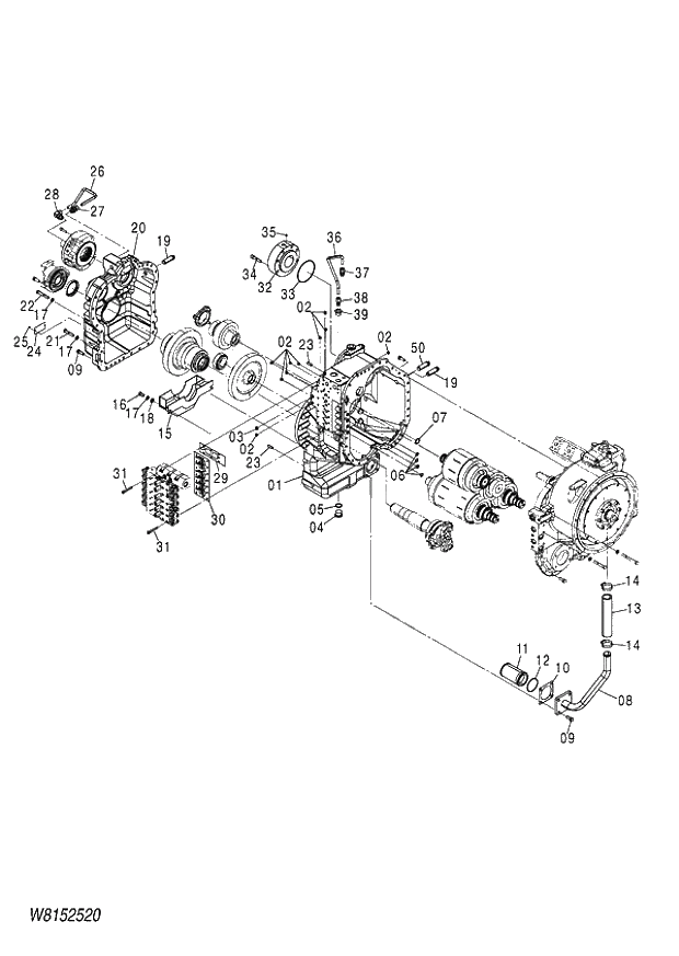 Схема запчастей Hitachi ZW180 - 275 TRANSMISSION (1-7) (000101-004999, 005101-). 05 POWER TRAIN