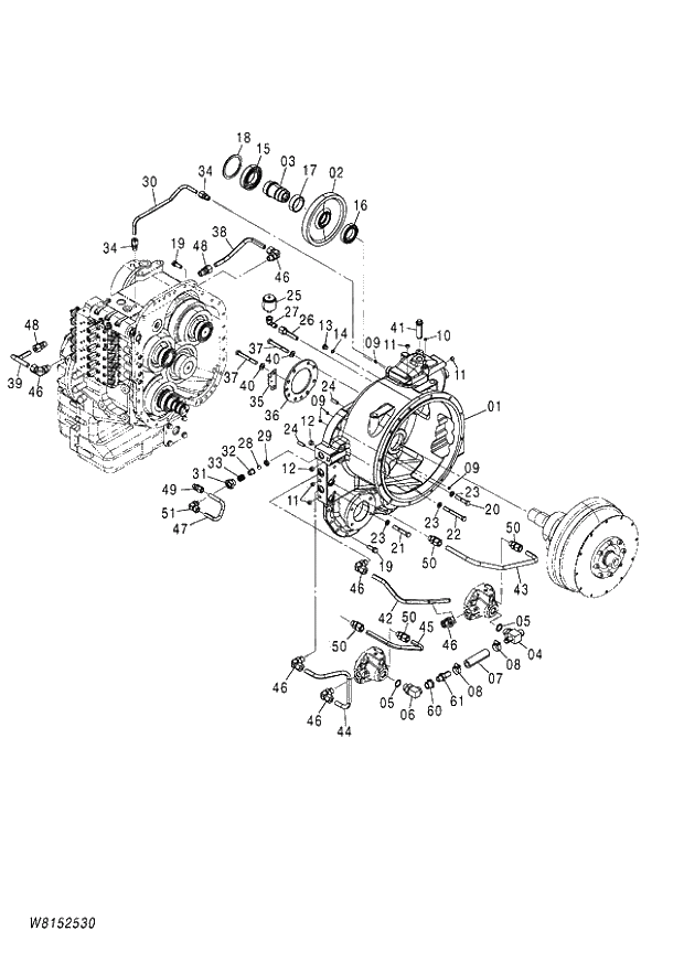 Схема запчастей Hitachi ZW180 - 276 TRANSMISSION (2-7) (000101-004999, 005101-). 05 POWER TRAIN