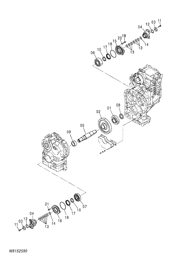 Схема запчастей Hitachi ZW180 - 291 TRANSMISSION (7-7) (000101-004999, 005101-). 05 POWER TRAIN