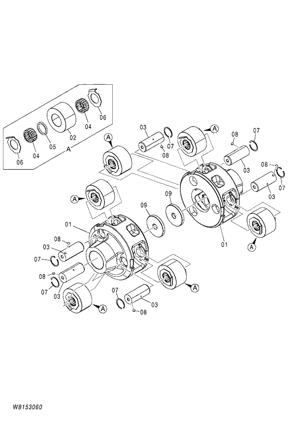 Схема запчастей Hitachi ZW180 - 296 AXLE ASSY (F) (LSD) (5-5) (000101-004999, 005101-). 05 POWER TRAIN