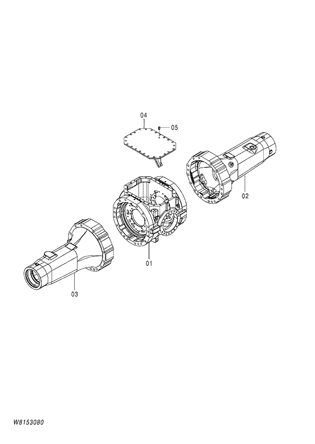 Схема запчастей Hitachi ZW180 - 297 AXLE ASSY (R) (LSD) (1-5) (000101-004999, 005101-). 05 POWER TRAIN