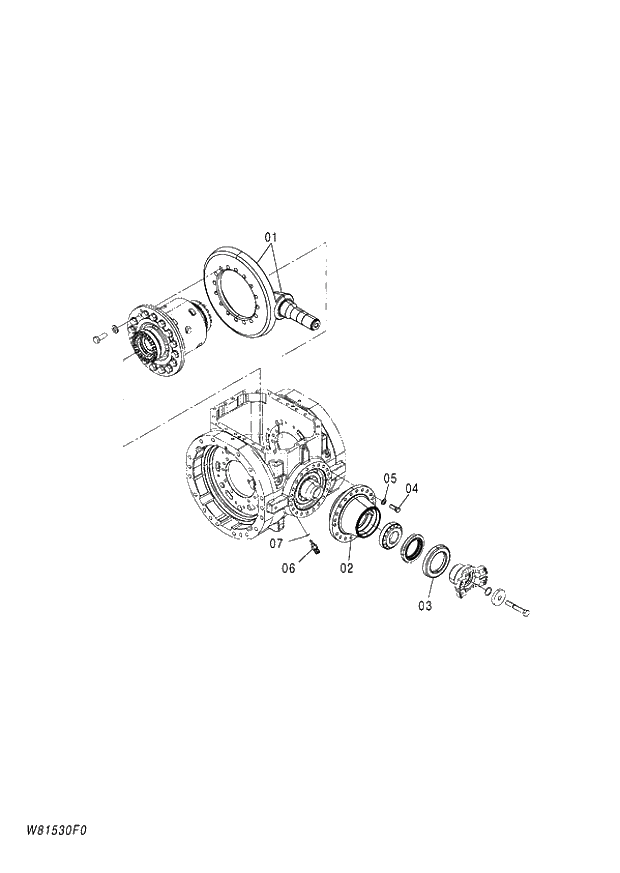 Схема запчастей Hitachi ZW180 - 304 AXLE ASSY (F) (TPD) (3-5) (000101-004999, 005101-). 05 POWER TRAIN