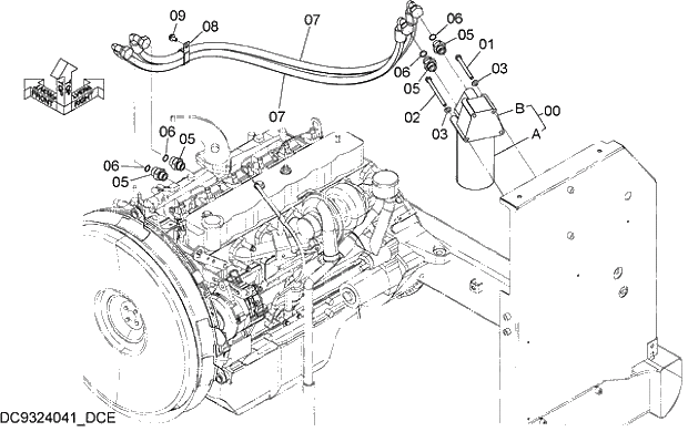 Схема запчастей Hitachi ZX280-5G - 003 OIL FILTER PIPING 02 ENGINE