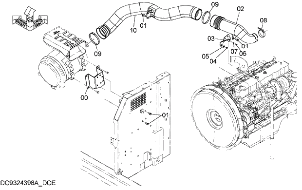 Схема запчастей Hitachi ZX280-5G - 010 AIR CLEANER SUPPORT 02 ENGINE