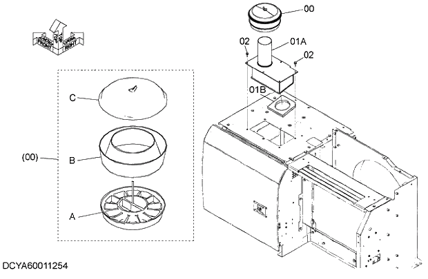 Схема запчастей Hitachi ZX280LC-5G - 012 PRE CREANER 02 ENGINE