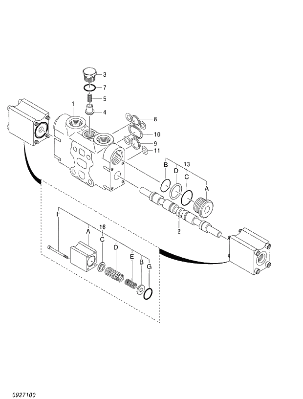 Схема запчастей Hitachi ZX520LC-3 - 001 BODY ASSY (020001-). 03 VALVE