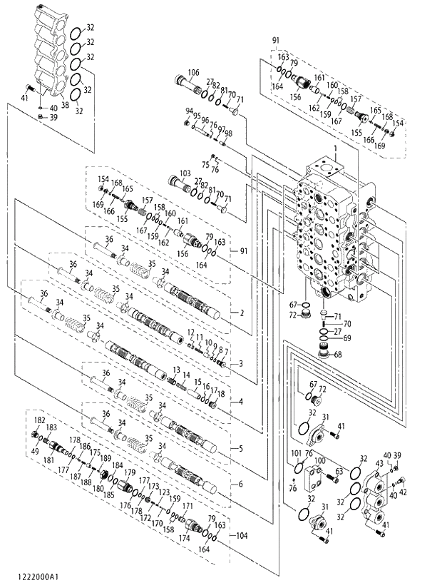 Схема запчастей Hitachi ZX450LC-3 - 008 VALVE;CONTROL (1_4) (NA 021123-). 03 VALVE