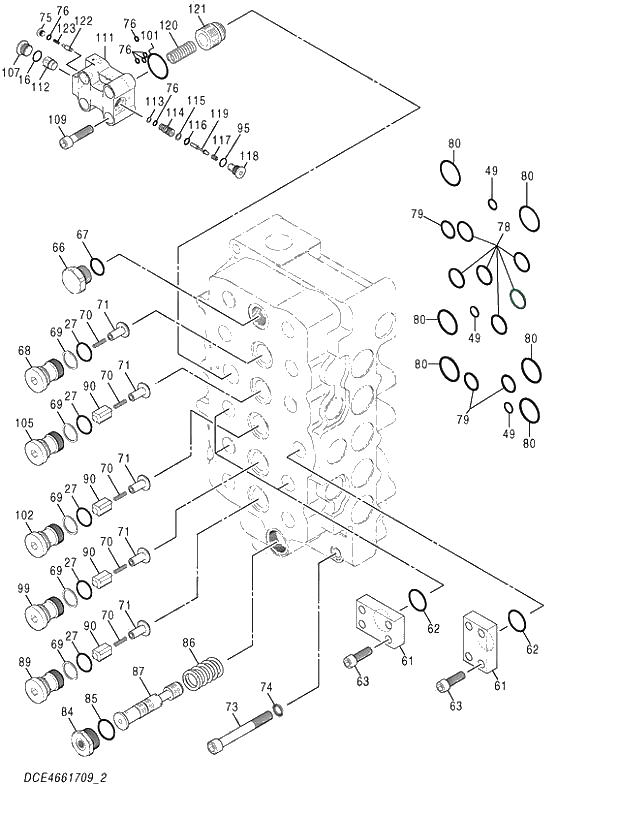 Схема запчастей Hitachi ZX470LCR-3 - 011 VALVE;CONTROL (2_4) (NA 020001-021122). 03 VALVE