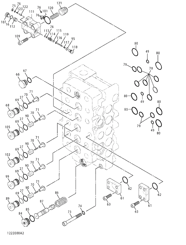 Схема запчастей Hitachi ZX450LC-3 - 012 VALVE;CONTROL (2_4) (NA 021123-). 03 VALVE