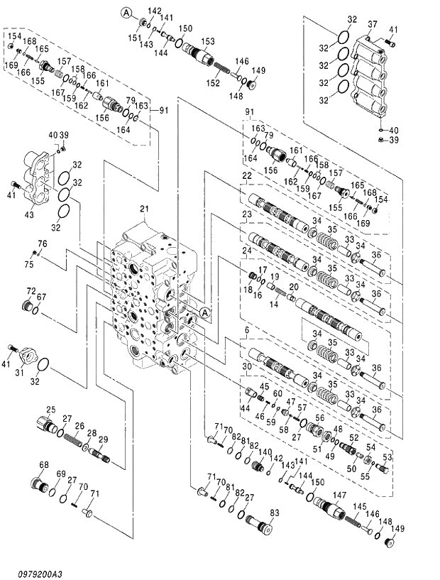 Схема запчастей Hitachi ZX450LC-3 - 013 VALVE;CONTROL (3_4) (450,470H,470R 020001-021723,021742-021745 500LC,520LCH,520LCR 020001-020264). 03 VALVE