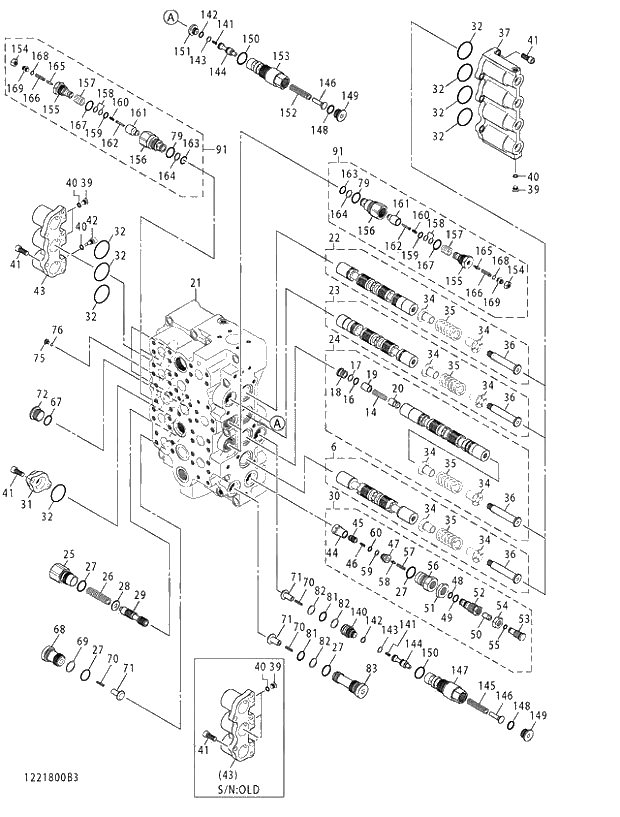 Схема запчастей Hitachi ZX520LCR-3 - 014 VALVE;CONTROL (3_4) (450,470H,470R 021724-021741,021746- 500LC,520LCH,520LCR 020265-). 03 VALVE
