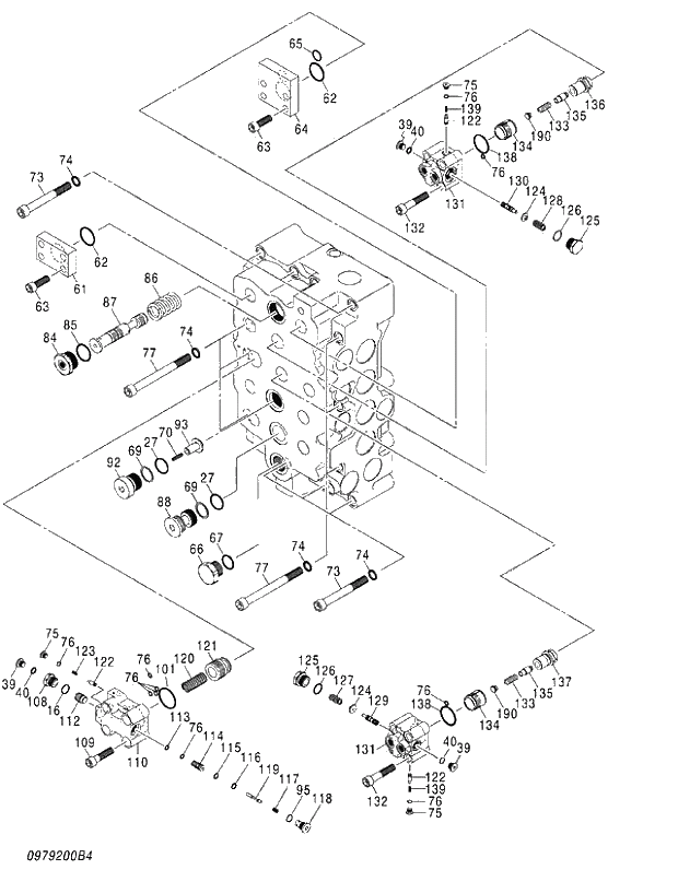 Схема запчастей Hitachi ZX520LC-3 - 017 VALVE;CONTROL (4_4) (450,470H,470R 020001-021723,021742-021745 500LC,520LCH,520LCR 020001-020264). 03 VALVE