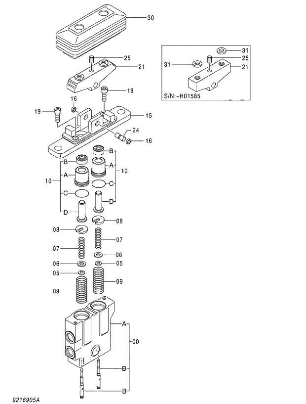 Схема запчастей Hitachi ZX450-3 - 026 VALVE;PILOT (020001-)_01. 03 VALVE