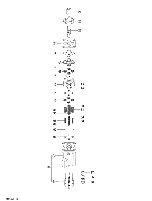 Схема запчастей Hitachi ZX470LCH-3 - 027 VALVE;PILOT (FRONT, SWING) (020001-). 03 VALVE