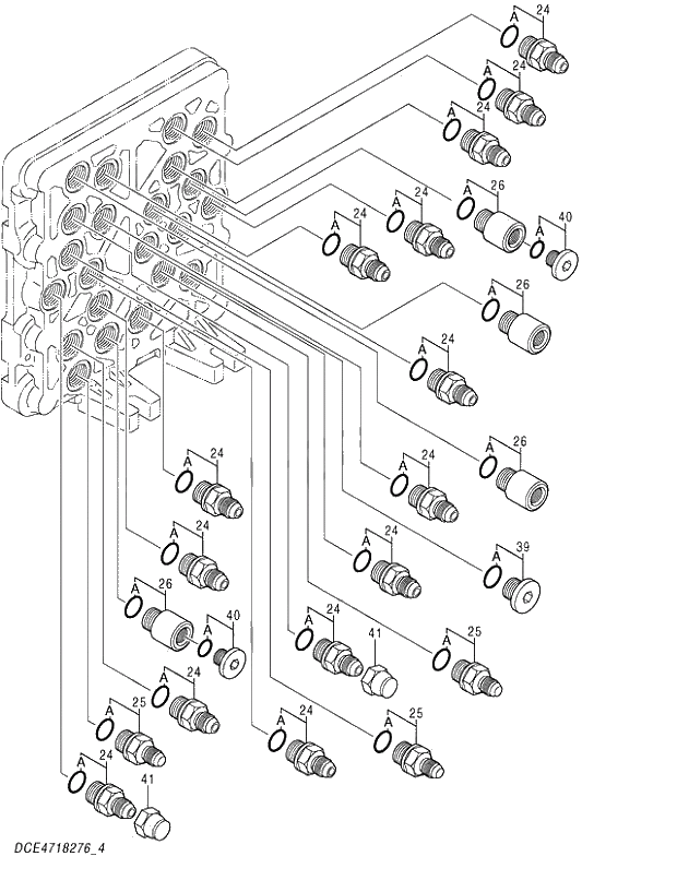 Схема запчастей Hitachi ZX520LC-3 - 040 VALVE;SHUTTLE (4_5) (450,470H,470R 023011- NA 023107- 500LC,520LCH,520LCR 020399-). 03 VALVE