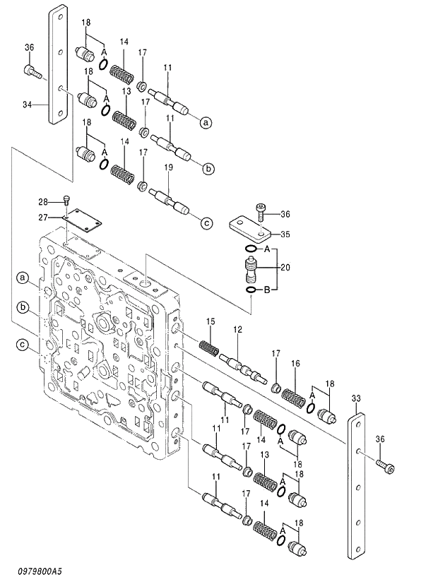 Схема запчастей Hitachi ZX520LCH-3 - 041 VALVE;SHUTTLE (5_5) (450,470H,470R 020001-023010 NA 020001-023106 500LC,520LCH,520LCR 020001-020398). 03 VALVE