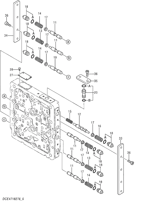 Схема запчастей Hitachi ZX520LCH-3 - 042 VALVE;SHUTTLE (5_5) (450,470H,470R 023011- NA 023107- 500LC,520LCH,520LCR 020399-). 03 VALVE