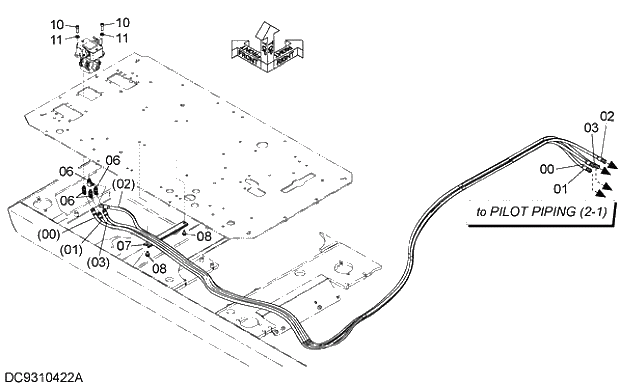 Схема запчастей Hitachi ZX470LCH-5G - 011 PILOT PIPING (6) 07 HYDRAULIC PIPING (PILOT)