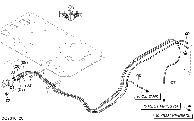 Схема запчастей Hitachi ZX470LC-5G - 015 PILOT PIPING (10) 07 HYDRAULIC PIPING (PILOT)