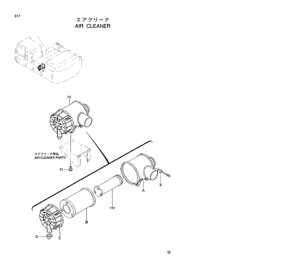 Схема запчастей Hitachi EX220LC-5 - 017 AIR CLEANER 01 UPPERSTRUCTURE