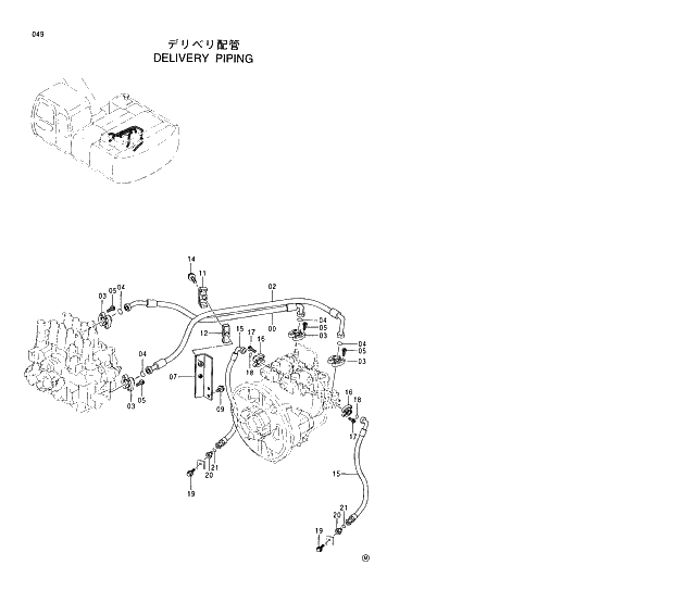 Схема запчастей Hitachi EX230LC-5 - 049 DELIVERY PIPINGS 01 UPPERSTRUCTURE