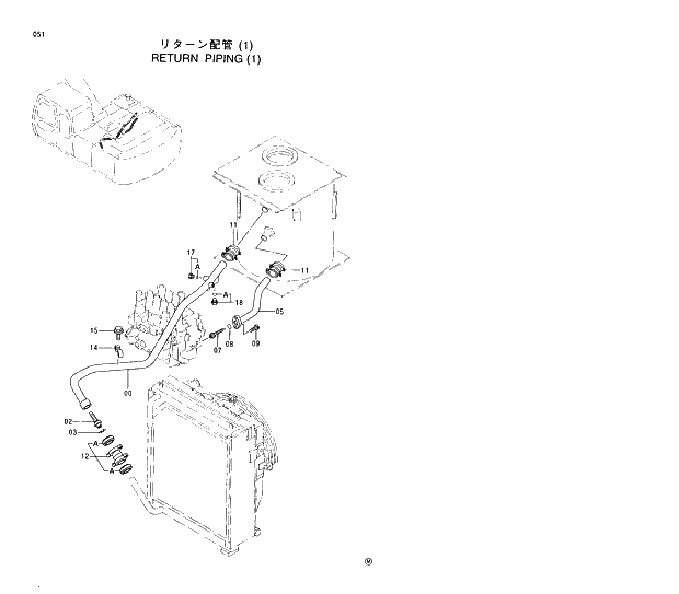 Схема запчастей Hitachi EX220LC-5 - 051 RETURN PIPINGS (1) 01 UPPERSTRUCTURE