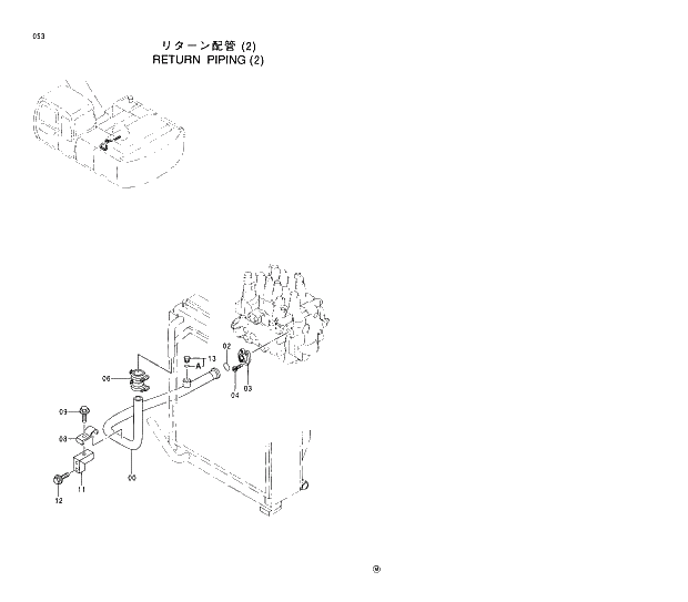 Схема запчастей Hitachi EX230LCH-5 - 053 RETURN PIPINGS (2) 01 UPPERSTRUCTURE