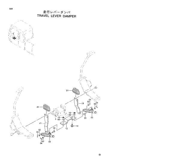 Схема запчастей Hitachi EX230LC-5 - 089 TRAVEL LEVER DAMPER 01 UPPERSTRUCTURE