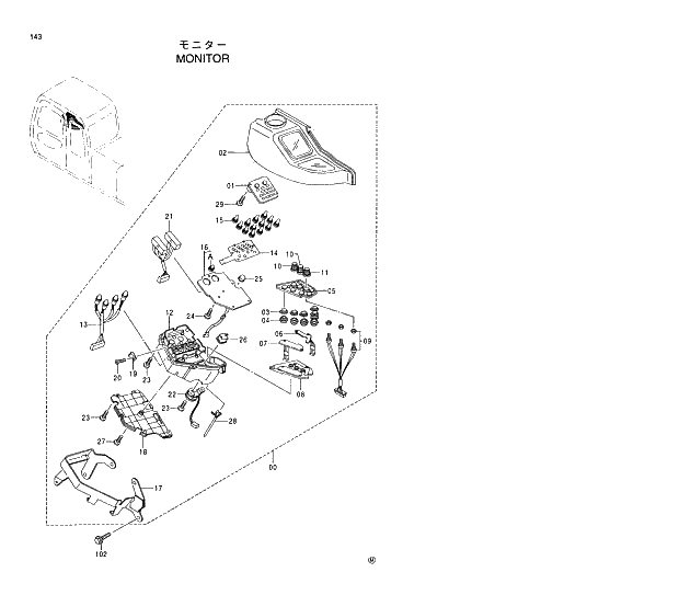 Схема запчастей Hitachi EX230LC-5 - 143 MONITOR 01 UPPERSTRUCTURE
