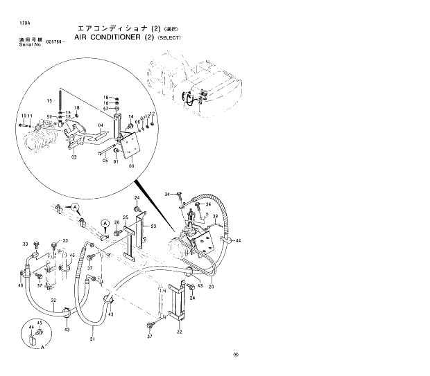 Схема запчастей Hitachi EX220LC-5 - 179 AIR CONDITIONER (2) SELECT 01 UPPERSTRUCTURE