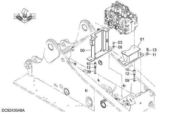 Схема запчастей Hitachi ZX280LC-5G - 004 CONTROL VALVE SUPPORT 03 HYDRAULIC SYSTEM