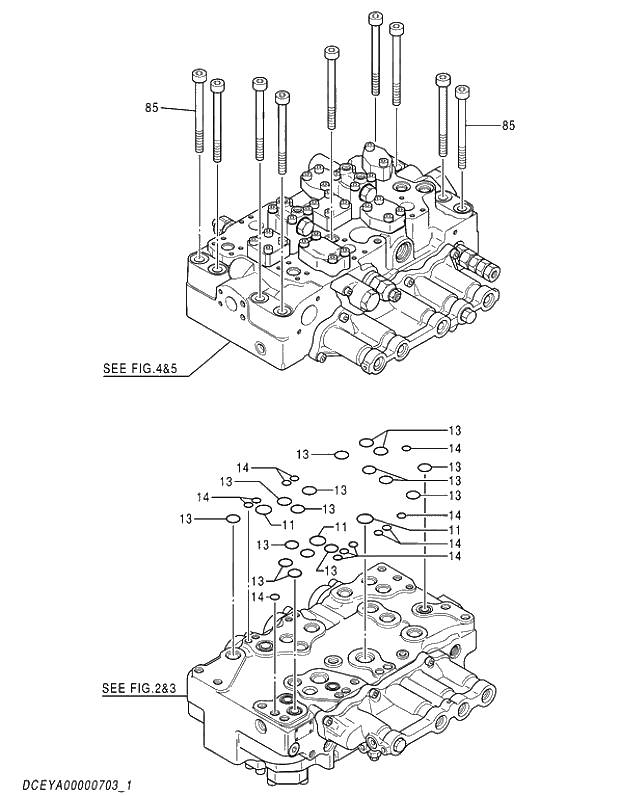 Схема запчастей Hitachi ZX210LCH-5G - 001 VALVE;CONTROL (1-5) 03 VALVE