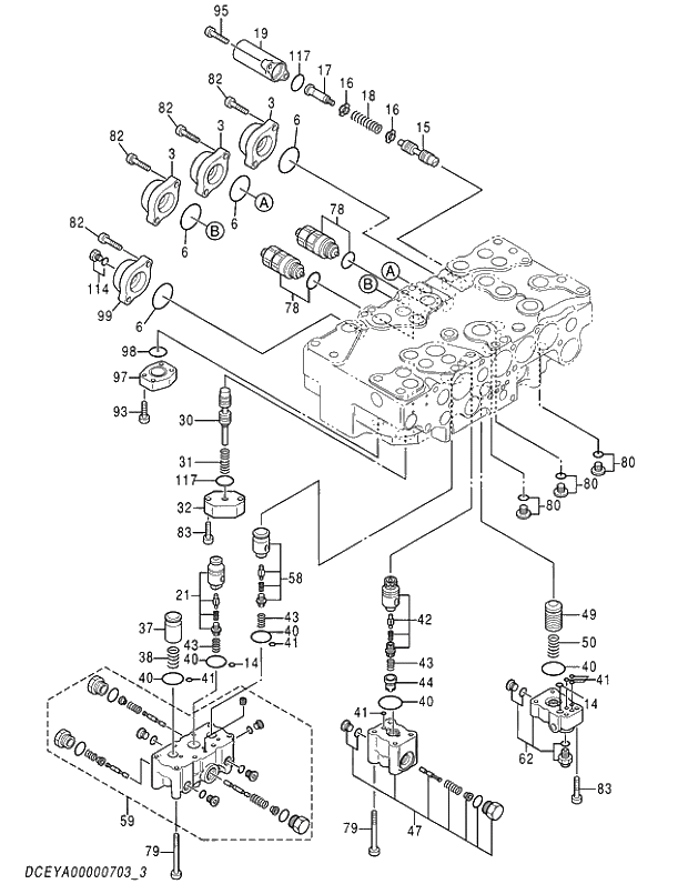 Схема запчастей Hitachi ZX210H-5G - 003 VALVE;CONTROL (3-5) 03 VALVE