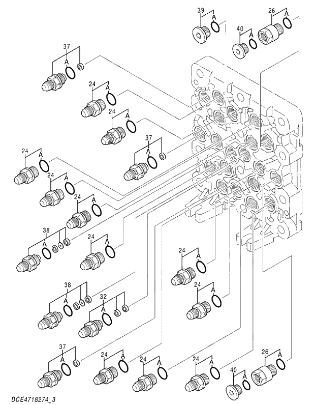 Схема запчастей Hitachi ZX210LCH-5G - 012 VALVE;SHUTTLE (3-5) 03 VALVE