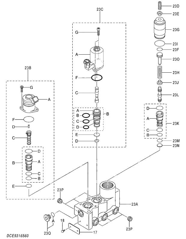 Схема запчастей Hitachi ZX200LC-5G - 017 VALVE;SOLENOID 03 VALVE