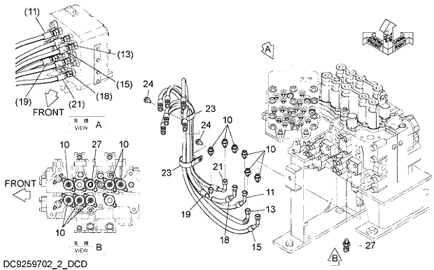 Схема запчастей Hitachi ZX210LCH-5G - 006 PILOT PIPING (4-2) 06 HYDRAULIC PIPING (PILOT)