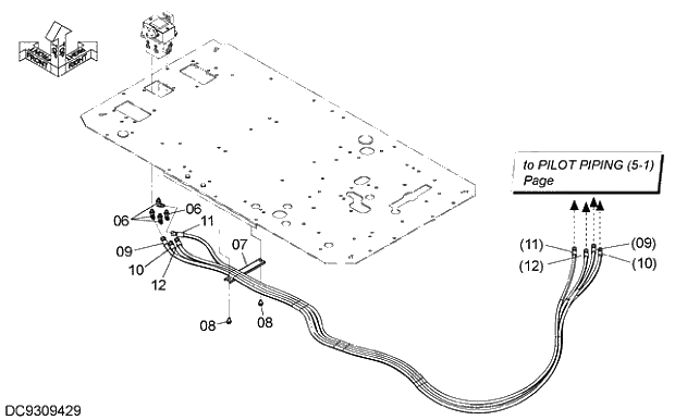 Схема запчастей Hitachi ZX210LCH-5G - 007 PILOT PIPING (5) 06 HYDRAULIC PIPING (PILOT)
