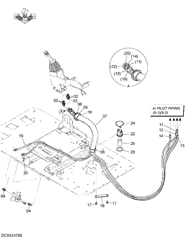 Схема запчастей Hitachi ZX200LC-5G - 010 PILOT PIPING (8) 06 HYDRAULIC PIPING (PILOT)